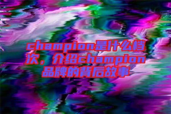 champion是什么檔次，介紹champion品牌的背后故事