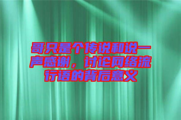 哥只是個(gè)傳說(shuō)和說(shuō)一聲感謝，討論網(wǎng)絡(luò)流行語(yǔ)的背后意義