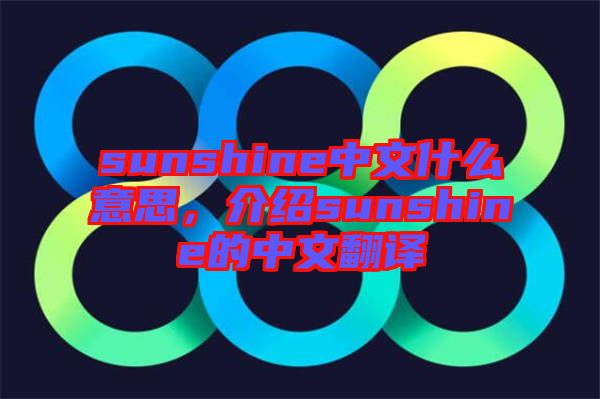 sunshine中文什么意思，介紹sunshine的中文翻譯