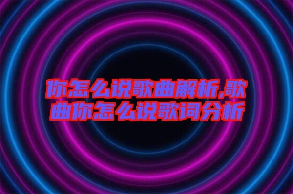 你怎么說歌曲解析,歌曲你怎么說歌詞分析