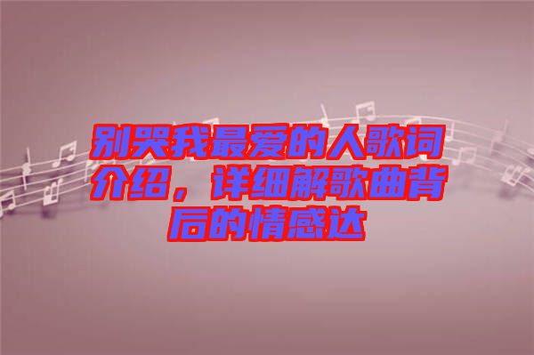 別哭我最愛的人歌詞介紹，詳細解歌曲背后的情感達