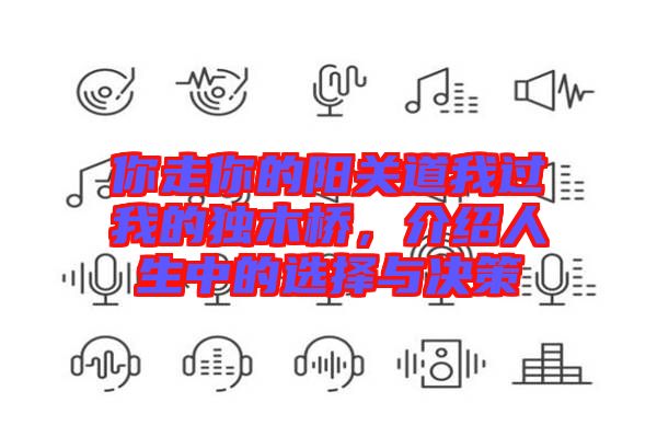 你走你的陽(yáng)關(guān)道我過(guò)我的獨(dú)木橋，介紹人生中的選擇與決策