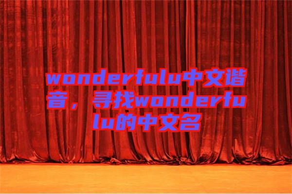 wonderfulu中文諧音，尋找wonderfulu的中文名