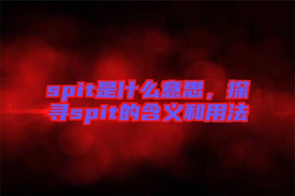 spit是什么意思，探尋spit的含義和用法