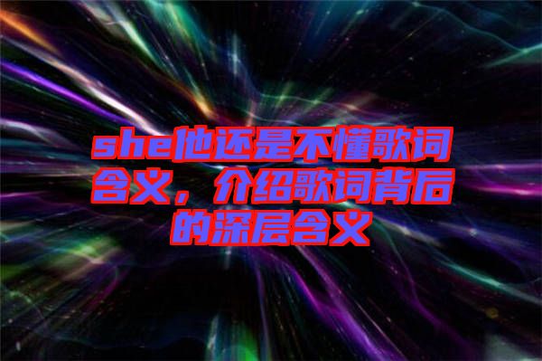 she他還是不懂歌詞含義，介紹歌詞背后的深層含義