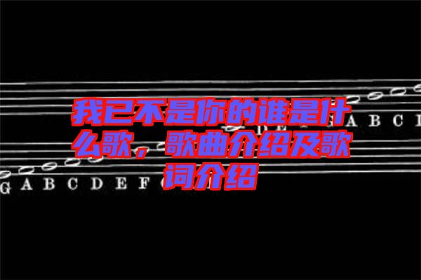 我已不是你的誰是什么歌，歌曲介紹及歌詞介紹