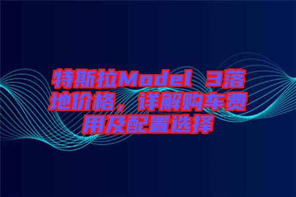 特斯拉Model 3落地價格，詳解購車費用及配置選擇