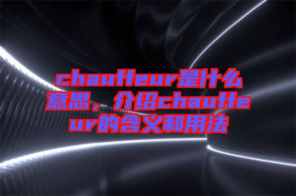 chauffeur是什么意思，介紹chauffeur的含義和用法