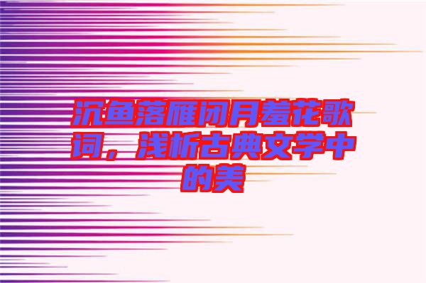 沉魚落雁閉月羞花歌詞，淺析古典文學中的美