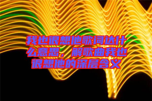 我也很想他歌詞達(dá)什么意思，解歌曲我也很想他的深層含義