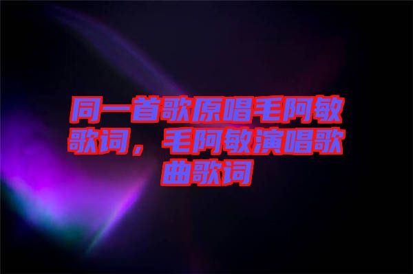 同一首歌原唱毛阿敏歌詞，毛阿敏演唱歌曲歌詞