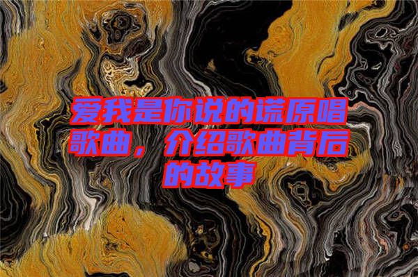 愛我是你說的謊原唱歌曲，介紹歌曲背后的故事