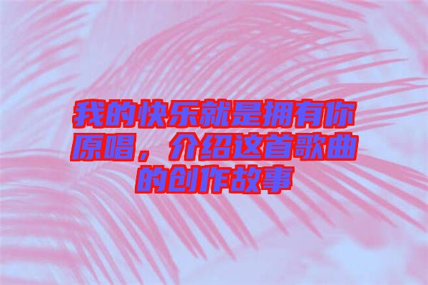 我的快樂就是擁有你原唱，介紹這首歌曲的創(chuàng)作故事