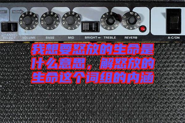 我想要怒放的生命是什么意思，解怒放的生命這個(gè)詞組的內(nèi)涵