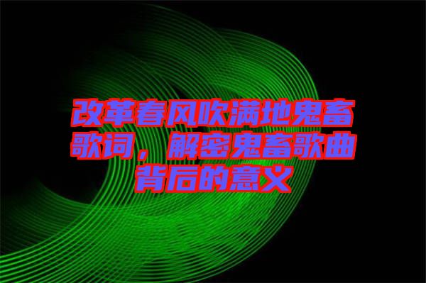 改革春風(fēng)吹滿地鬼畜歌詞，解密鬼畜歌曲背后的意義