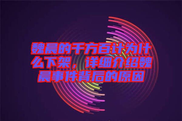 魏晨的千方百計為什么下架，詳細介紹魏晨事件背后的原因