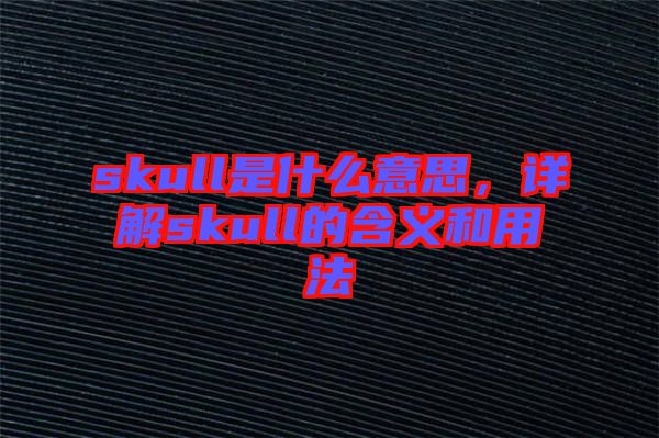 skull是什么意思，詳解skull的含義和用法