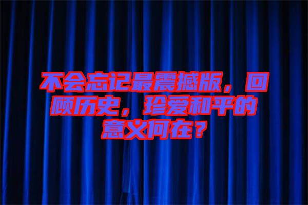 不會忘記最震撼版，回顧歷史，珍愛和平的意義何在？