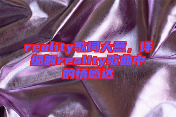 reality歌詞大意，詳細解reality歌曲中的情感達