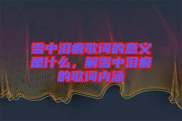 雪中淚痕歌詞的意義是什么，解雪中淚痕的歌詞內(nèi)涵