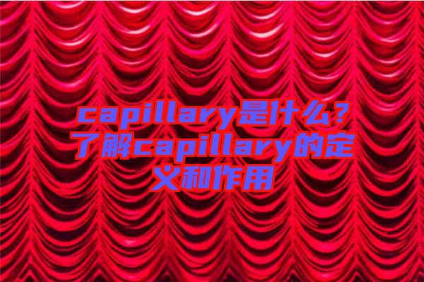 capillary是什么？了解capillary的定義和作用