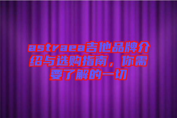 astraea吉他品牌介紹與選購指南，你需要了解的一切