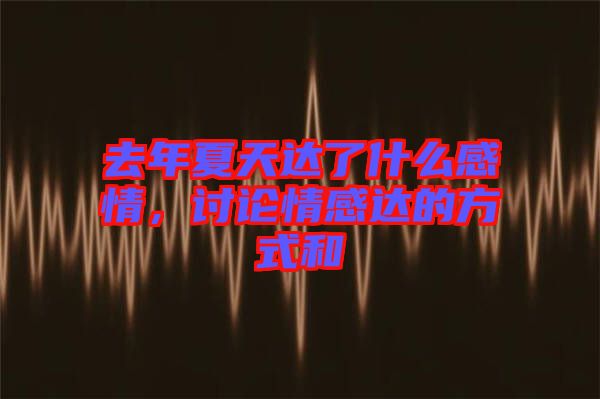 去年夏天達(dá)了什么感情，討論情感達(dá)的方式和