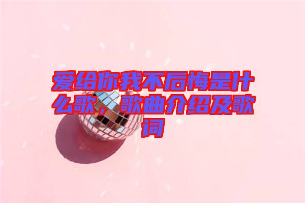 愛給你我不后悔是什么歌，歌曲介紹及歌詞