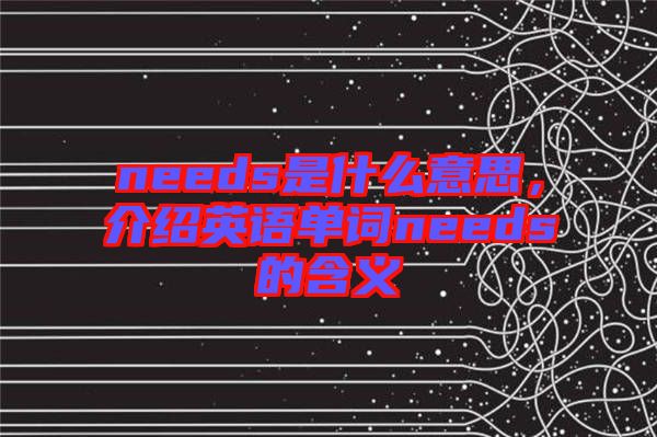 needs是什么意思，介紹英語單詞needs的含義