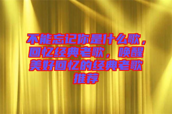 不能忘記你是什么歌，回憶經(jīng)典老歌，喚醒美好回憶的經(jīng)典老歌推薦