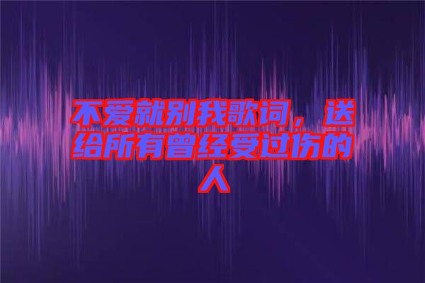 不愛(ài)就別我歌詞，送給所有曾經(jīng)受過(guò)傷的人