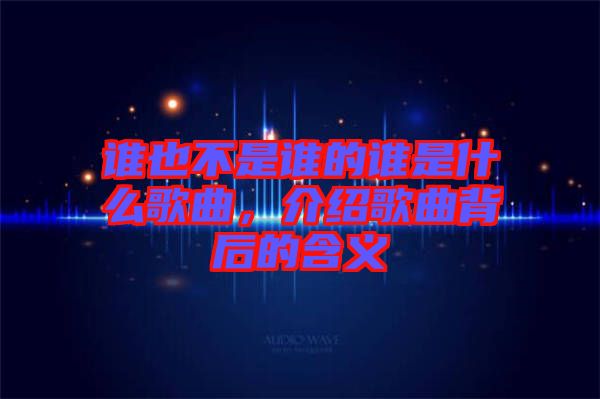 誰(shuí)也不是誰(shuí)的誰(shuí)是什么歌曲，介紹歌曲背后的含義