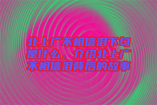 北上廣不相信淚下句是什么，介紹北上廣不相信淚背后的故事