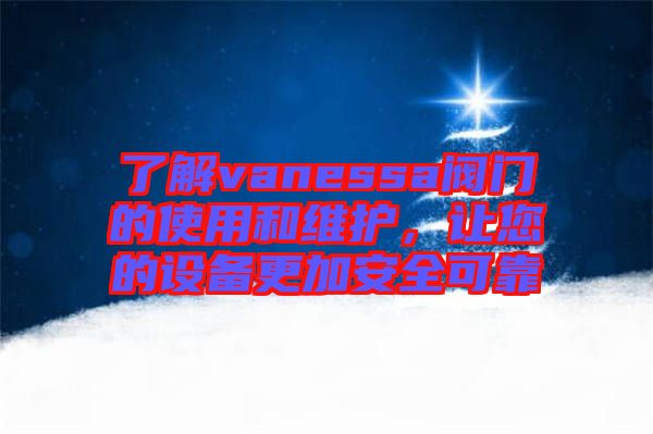 了解vanessa閥門的使用和維護，讓您的設備更加安全可靠