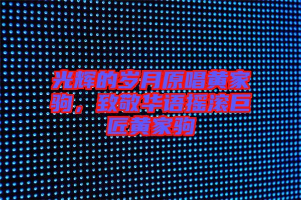 光輝的歲月原唱黃家駒，致敬華語搖滾巨匠黃家駒