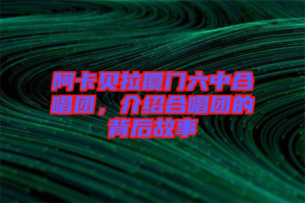 阿卡貝拉廈門六中合唱團(tuán)，介紹合唱團(tuán)的背后故事