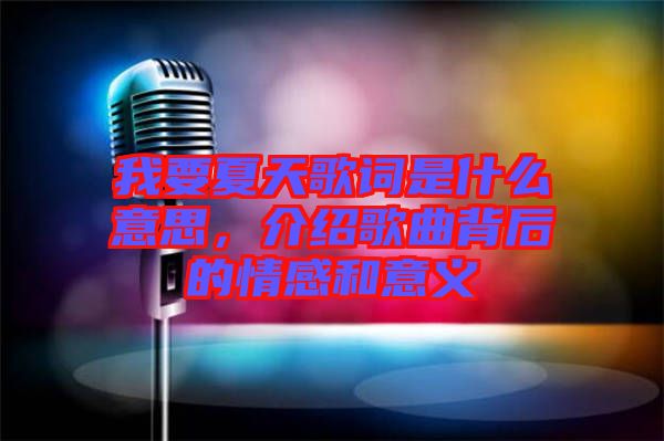 我要夏天歌詞是什么意思，介紹歌曲背后的情感和意義