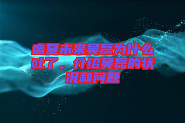 盛夏未來吳磊為什么吐了，介紹吳磊的狀況和問題