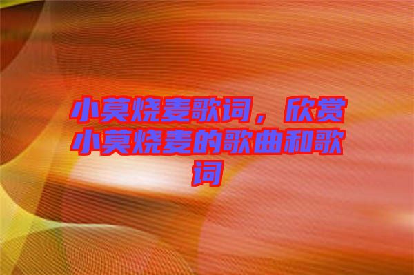 小莫燒麥歌詞，欣賞小莫燒麥的歌曲和歌詞