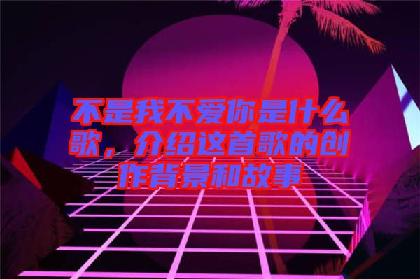 不是我不愛你是什么歌，介紹這首歌的創(chuàng)作背景和故事