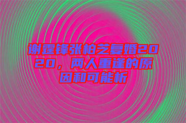 謝霆鋒張柏芝復(fù)婚2020，兩人重逢的原因和可能析