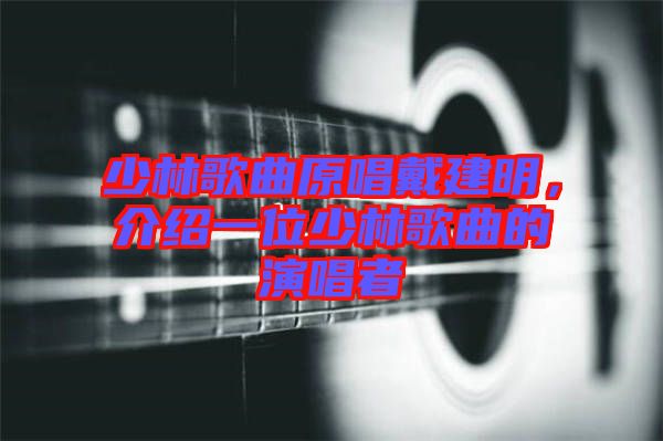 少林歌曲原唱戴建明，介紹一位少林歌曲的演唱者