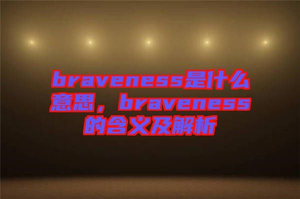 braveness是什么意思，braveness的含義及解析