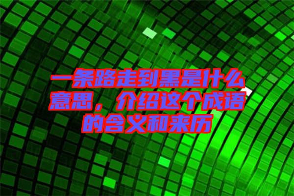 一條路走到黑是什么意思，介紹這個(gè)成語的含義和來歷