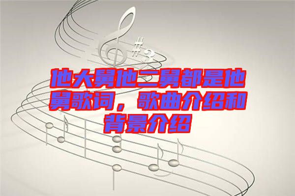 他大舅他二舅都是他舅歌詞，歌曲介紹和背景介紹