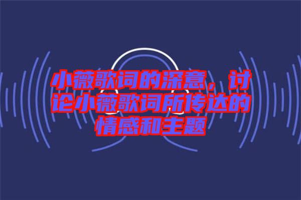 小薇歌詞的深意，討論小薇歌詞所傳達的情感和主題