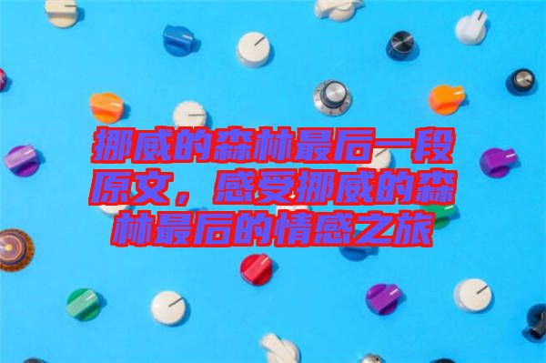 挪威的森林最后一段原文，感受挪威的森林最后的情感之旅