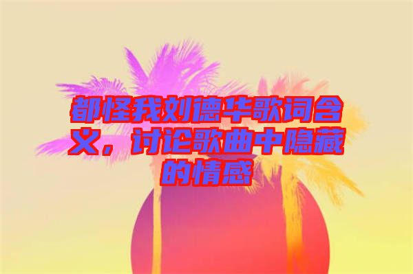 都怪我劉德華歌詞含義，討論歌曲中隱藏的情感