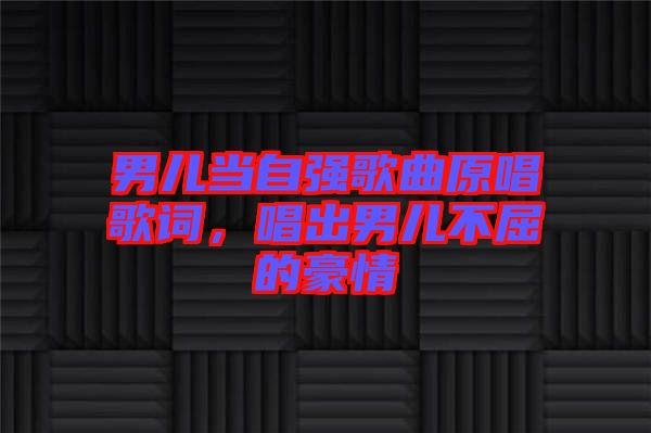 男兒當(dāng)自強(qiáng)歌曲原唱歌詞，唱出男兒不屈的豪情