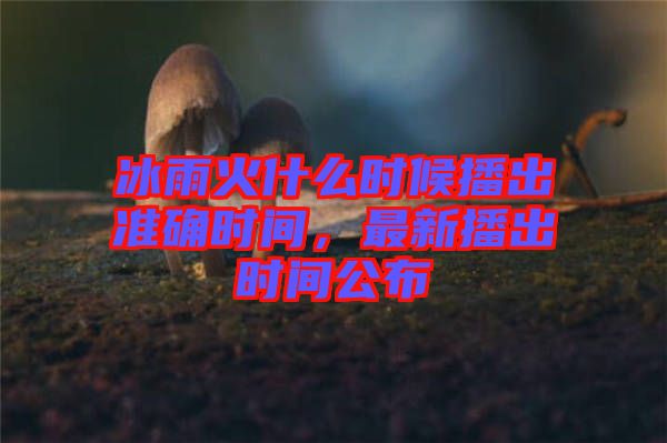 冰雨火什么時候播出準(zhǔn)確時間，最新播出時間公布